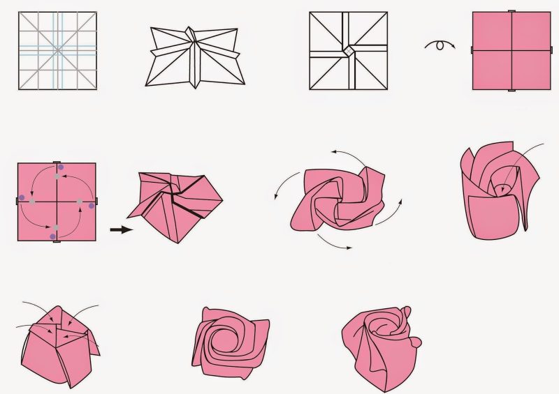 Fleur en origami avec instruction